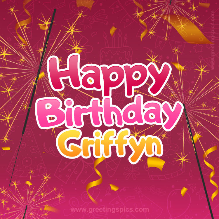 Happy Birthday Griffyn Image with sparklers (square shape image)