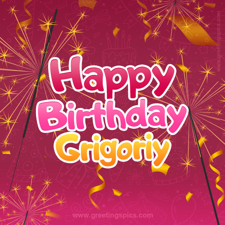 Happy Birthday Grigoriy Image with sparklers (square shape image)