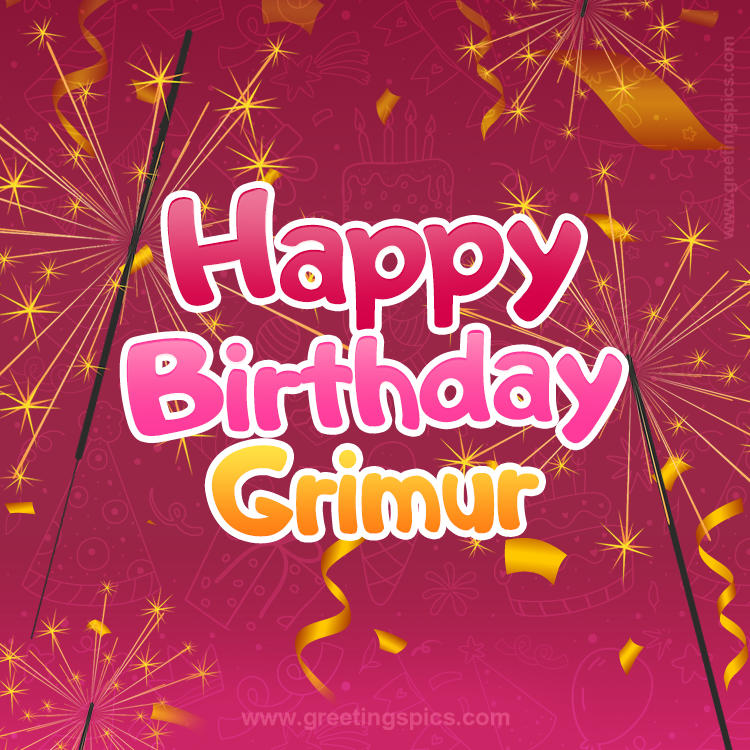 Happy Birthday Grimur Image with sparklers (square shape image)