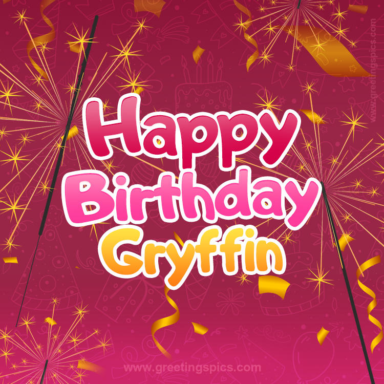 Happy Birthday Gryffin Image with sparklers (square shape image)