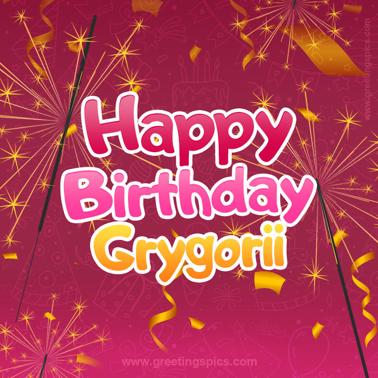 Happy Birthday Grygorii Image with sparklers (square shape image)