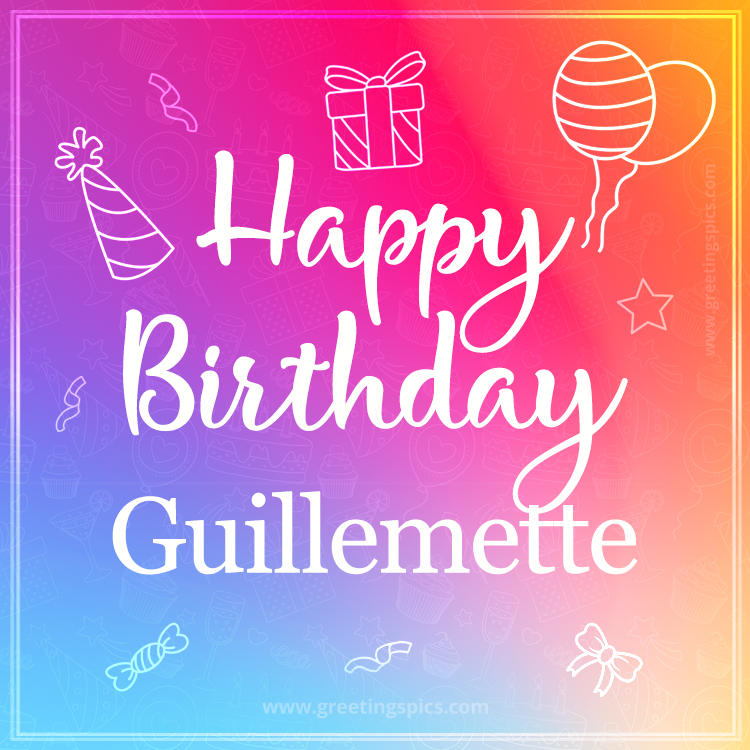 Colorful Happy Birthday Card For Guillemette (square shape image)