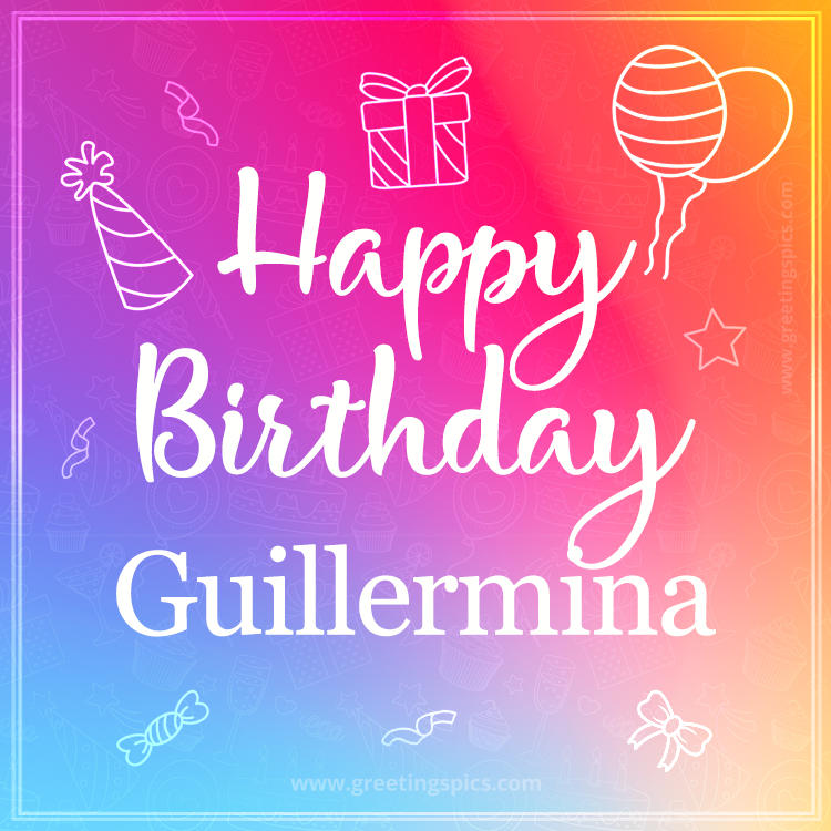 Colorful Happy Birthday Card For Guillermina (square shape image)