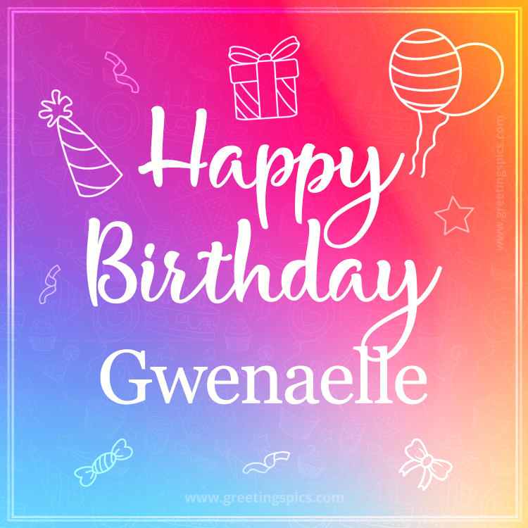 Colorful Happy Birthday Card For Gwenaelle (square shape image)