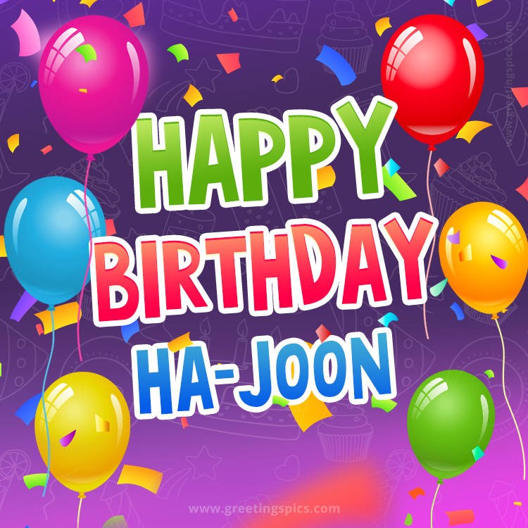 Happy Birthday Ha-Joon Festive Greeting Card (square shape image)