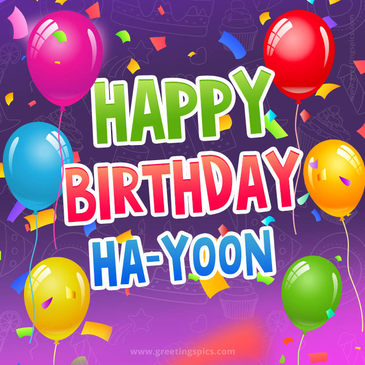 Happy Birthday Ha-yoon Festive Greeting Card (square shape image)