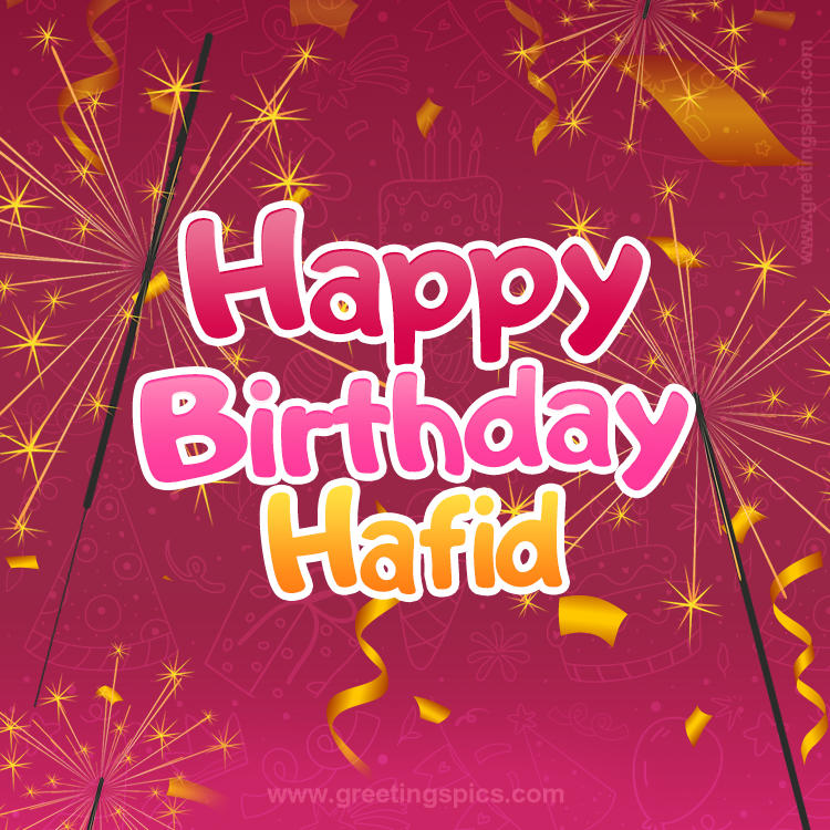 Happy Birthday Hafid Image with sparklers (square shape image)