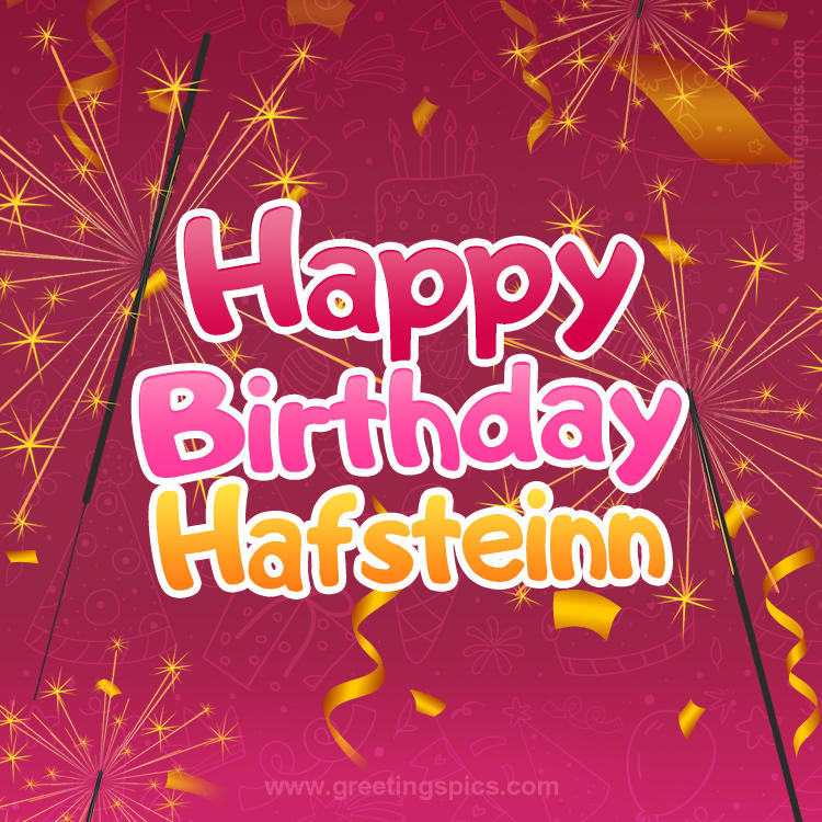 Happy Birthday Hafsteinn Image with sparklers (square shape image)