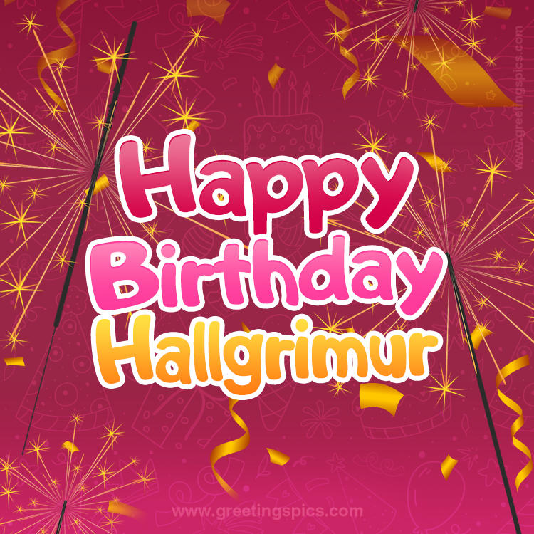 Happy Birthday Hallgrimur Image with sparklers (square shape image)