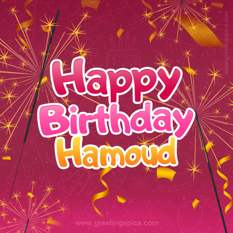 Happy Birthday Hamoud Image with sparklers (square shape image)