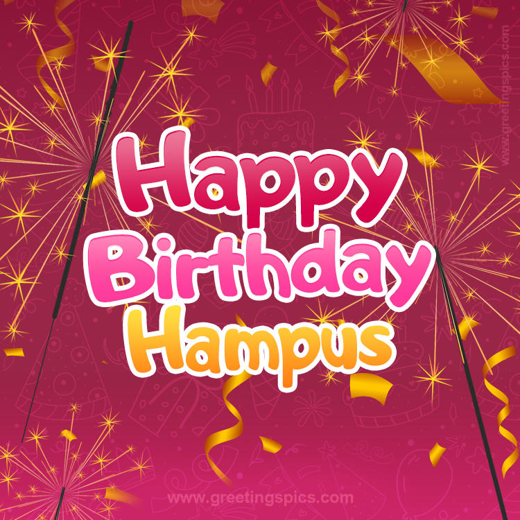 Happy Birthday Hampus Image with sparklers (square shape image)