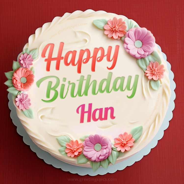 Happy Birthday Han Cake Image With Name (square shape image)