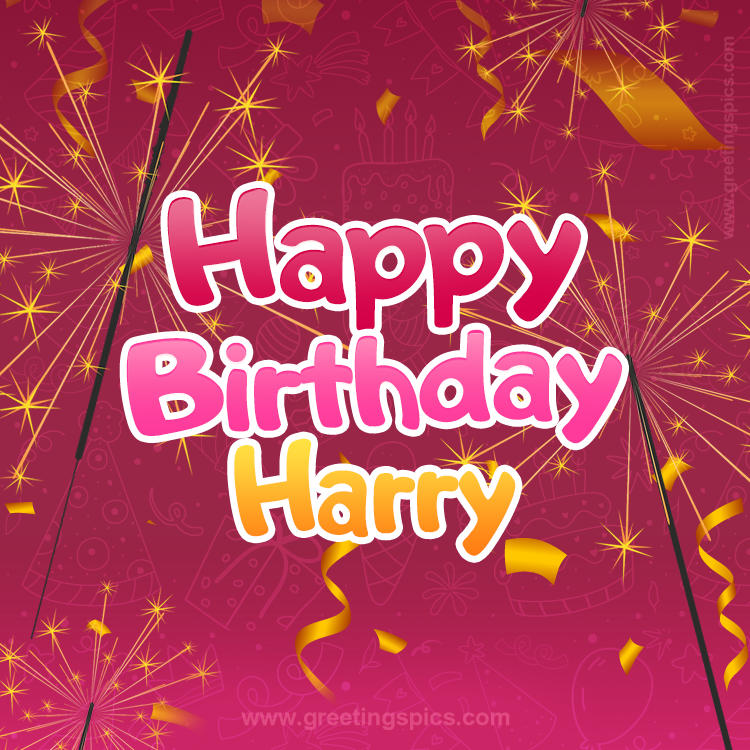 Happy Birthday Harry Image with sparklers (square shape image)