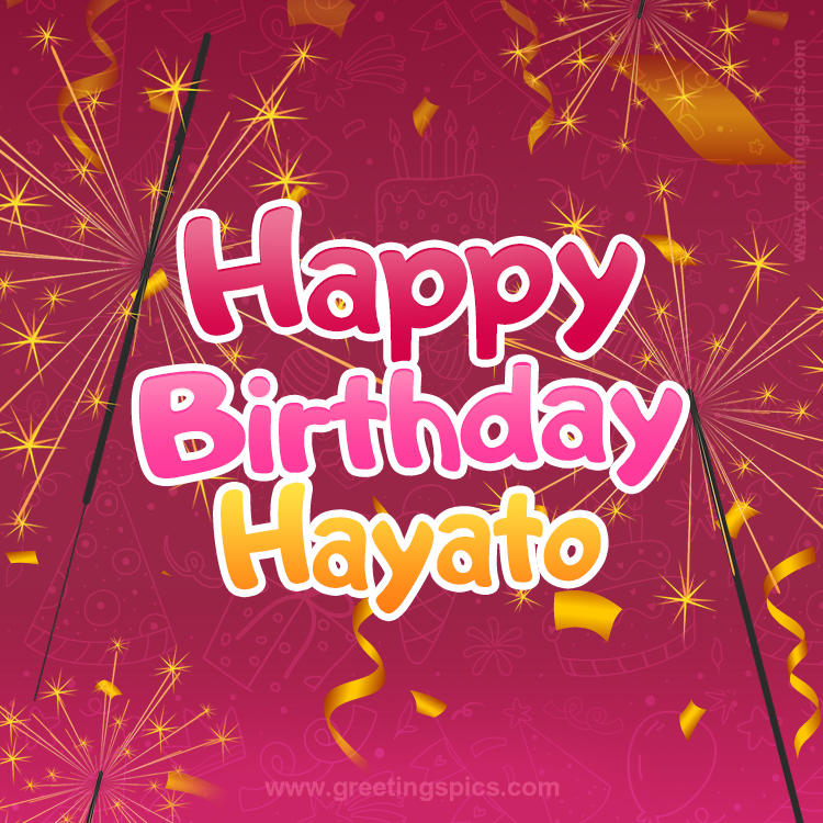 Happy Birthday Hayato Image with sparklers (square shape image)