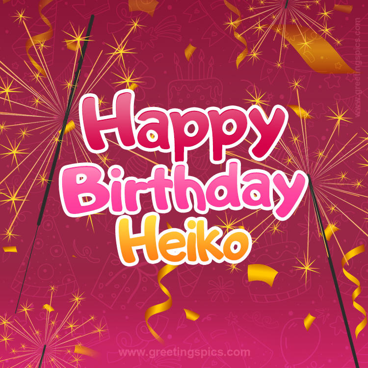 Happy Birthday Heiko Image with sparklers (square shape image)