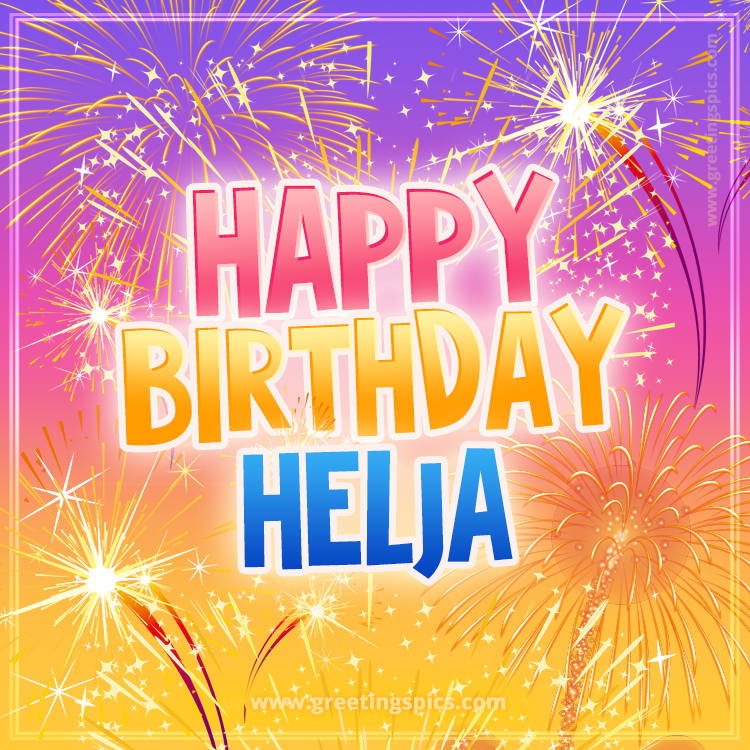 Happy Birthday Helja Picture with fireworks (square shape image)