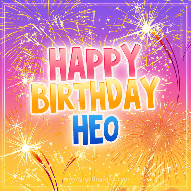 Happy Birthday Heo Picture with fireworks (square shape image)