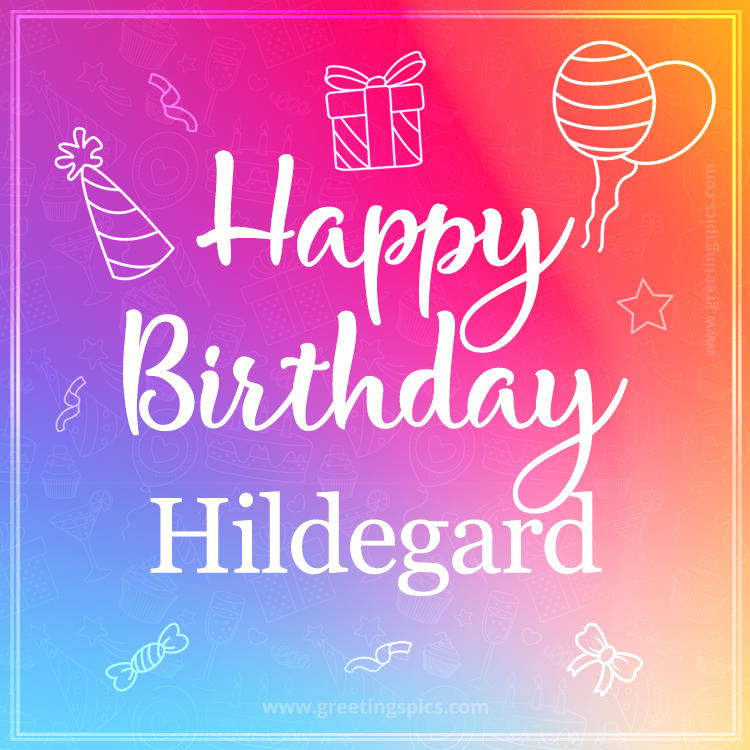 Colorful Happy Birthday Card For Hildegard (square shape image)