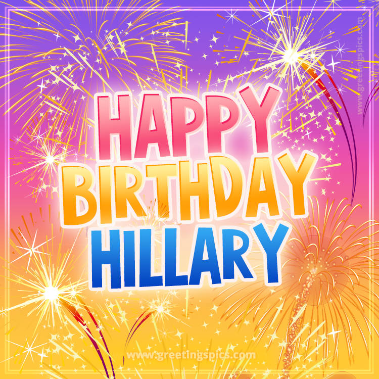 Happy Birthday Hillary Picture with fireworks (square shape image)