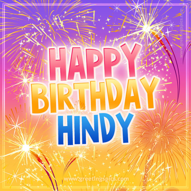 Happy Birthday Hindy Picture with fireworks (square shape image)