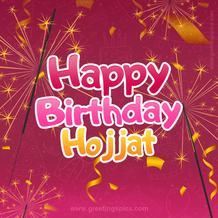 Happy Birthday Hojjat Image with sparklers (square shape image)