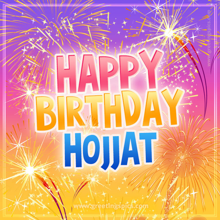 Happy Birthday Hojjat Picture with fireworks (square shape image)