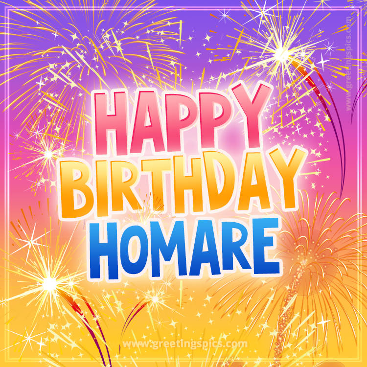 Happy Birthday Homare Picture with fireworks (square shape image)