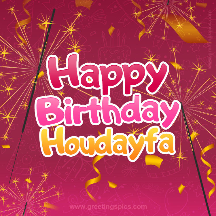 Happy Birthday Houdayfa Image with sparklers (square shape image)