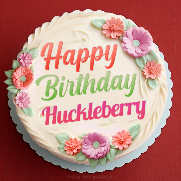 Happy Birthday Huckleberry Cake Image With Name (square shape image)