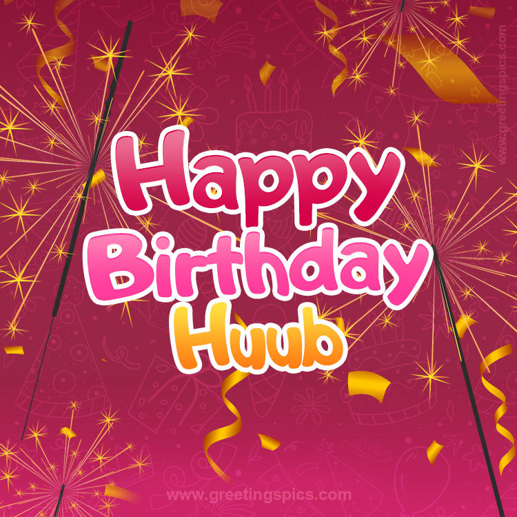 Happy Birthday Huub Image with sparklers (square shape image)