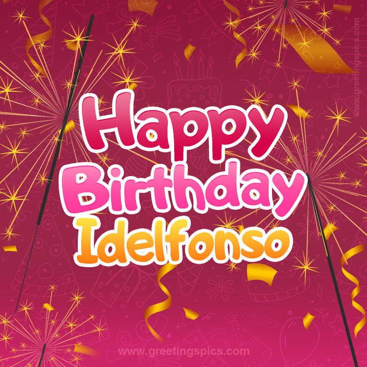 Happy Birthday Idelfonso Image with sparklers (square shape image)