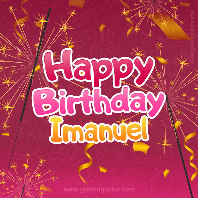 Happy Birthday Imanuel Image with sparklers (square shape image)