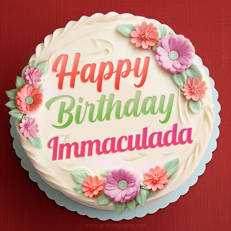 Happy Birthday Immaculada Cake Image With Name (square shape image)