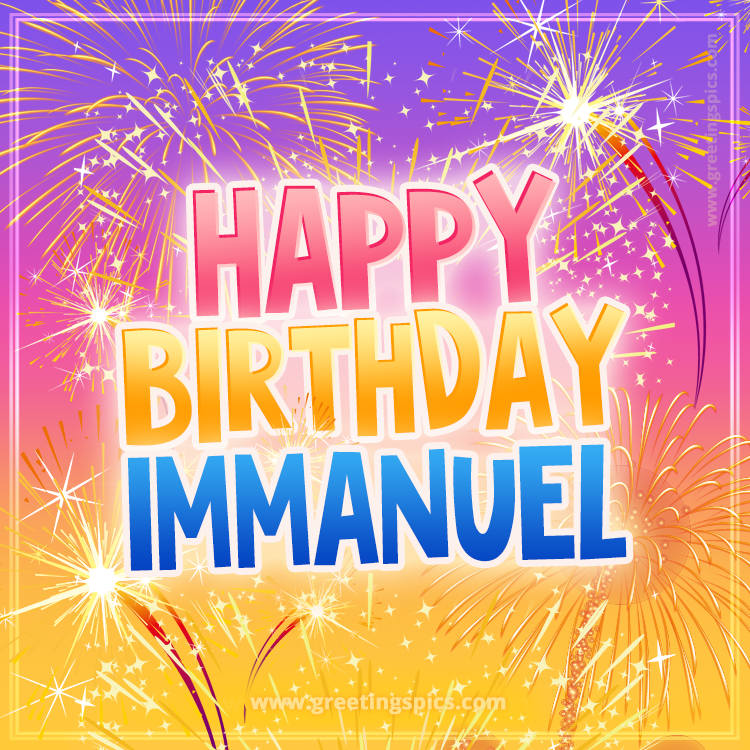 Happy Birthday Immanuel Picture with fireworks (square shape image)