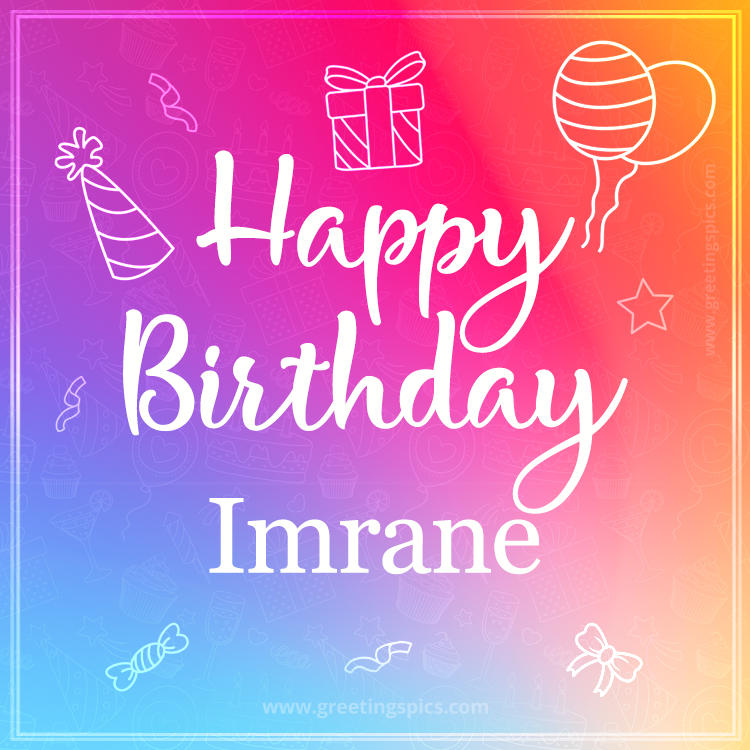 Colorful Happy Birthday Card For Imrane (square shape image)
