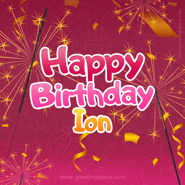 Happy Birthday Ion Image with sparklers (square shape image)