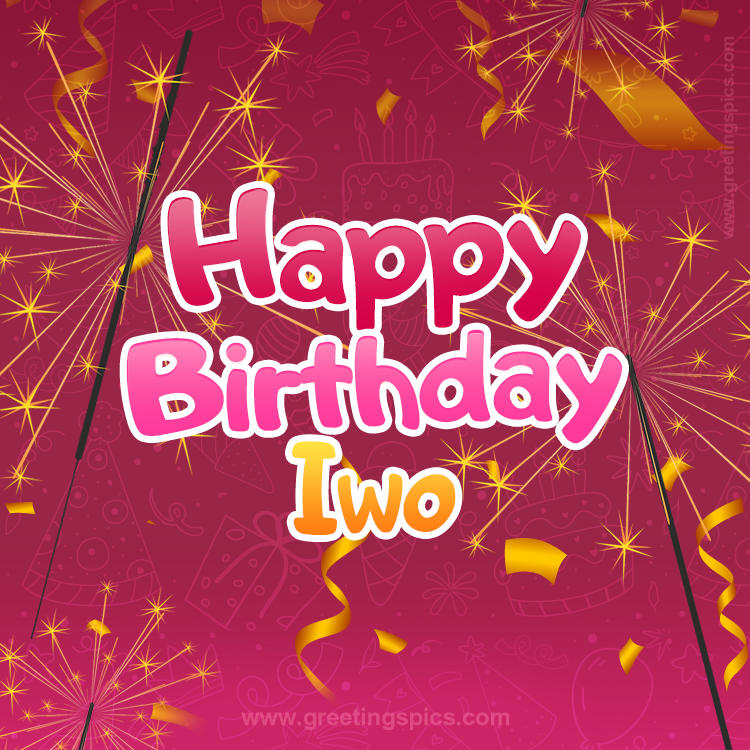 Happy Birthday Iwo Image with sparklers (square shape image)