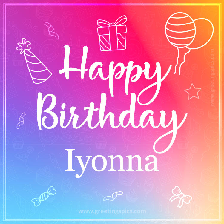 Colorful Happy Birthday Card For Iyonna (square shape image)