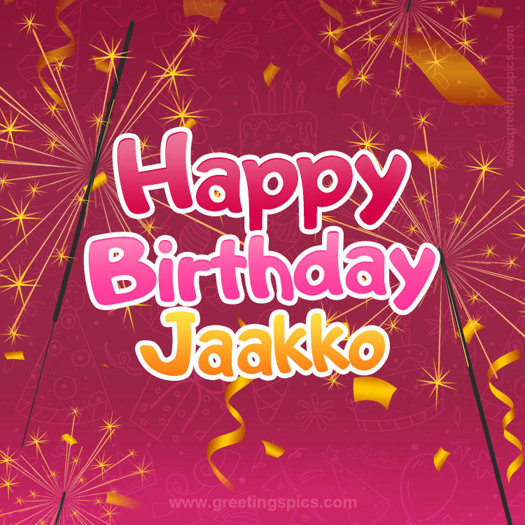 Happy Birthday Jaakko Image with sparklers (square shape image)