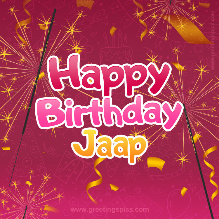 Happy Birthday Jaap Image with sparklers (square shape image)