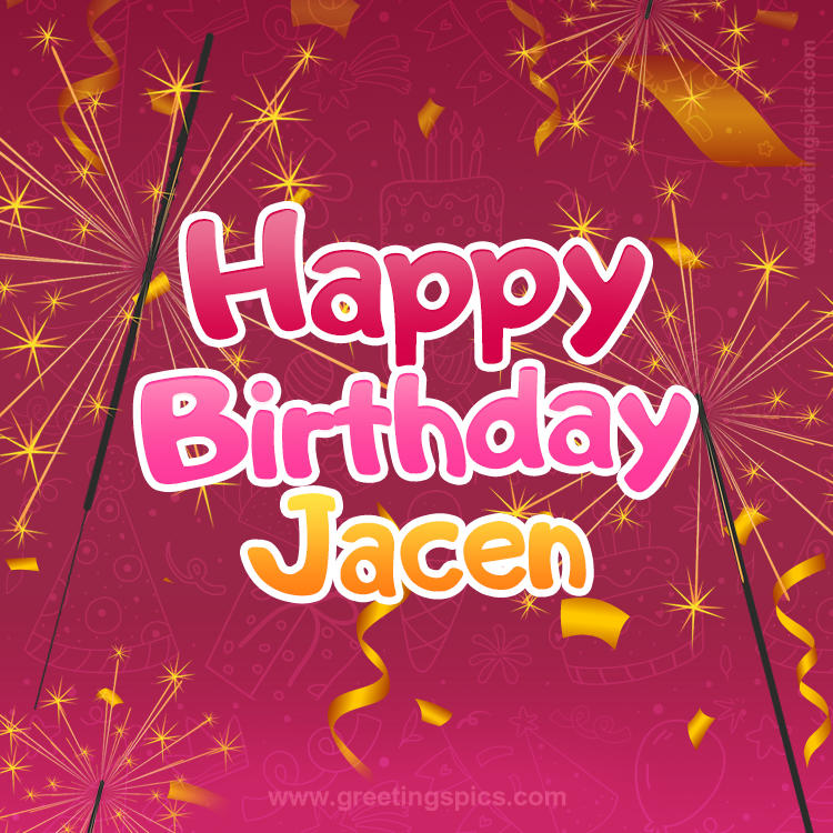 Happy Birthday Jacen Image with sparklers (square shape image)