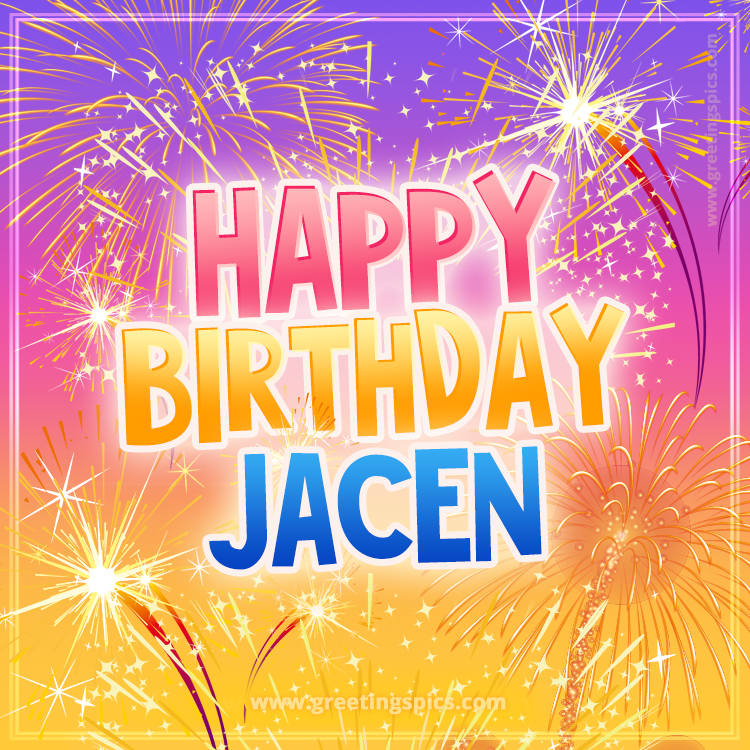 Happy Birthday Jacen Picture with fireworks (square shape image)