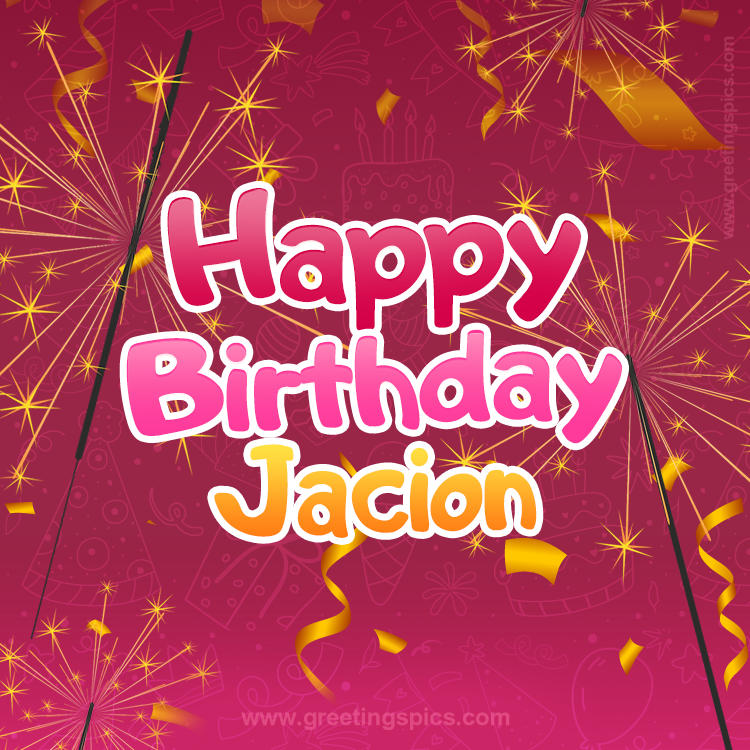 Happy Birthday Jacion Image with sparklers (square shape image)