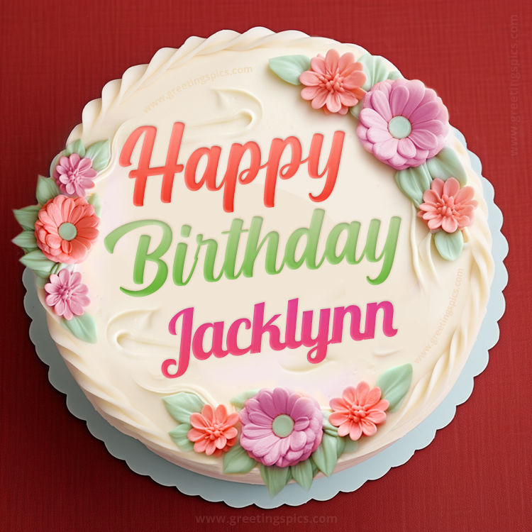 Happy Birthday Jacklynn Cake Image With Name (square shape image)