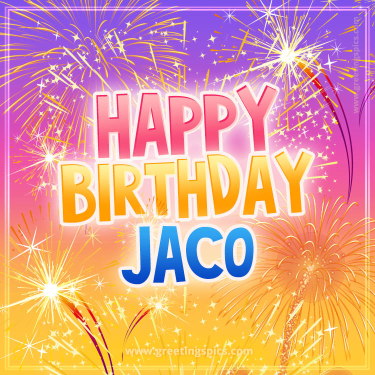 Happy Birthday Jaco Picture with fireworks (square shape image)