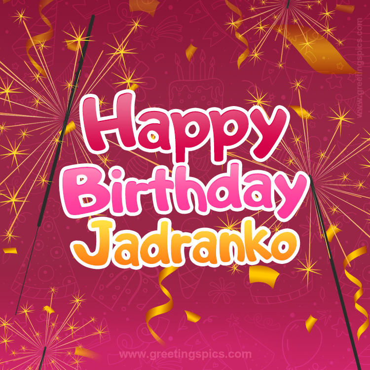 Happy Birthday Jadranko Image with sparklers (square shape image)