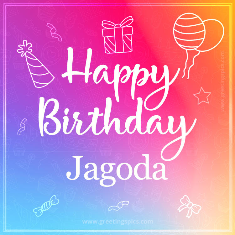 Colorful Happy Birthday Card For Jagoda (square shape image)