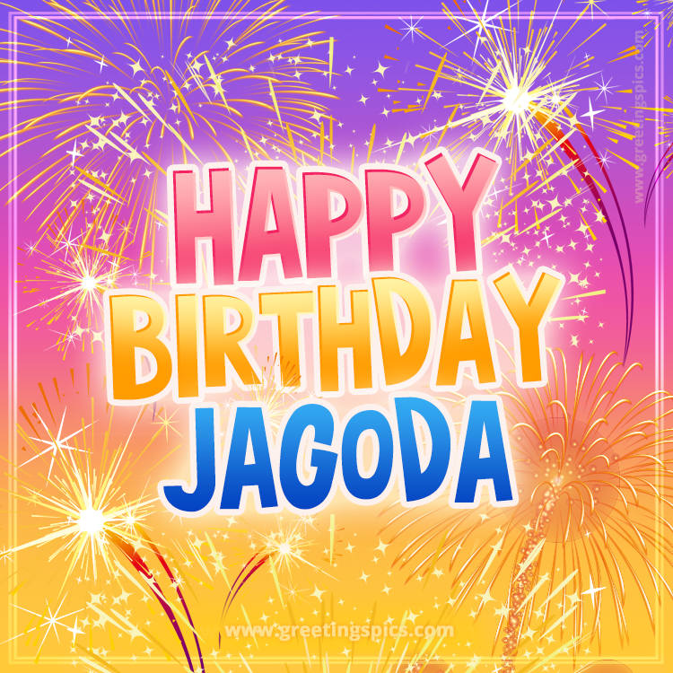 Happy Birthday Jagoda Picture with fireworks (square shape image)