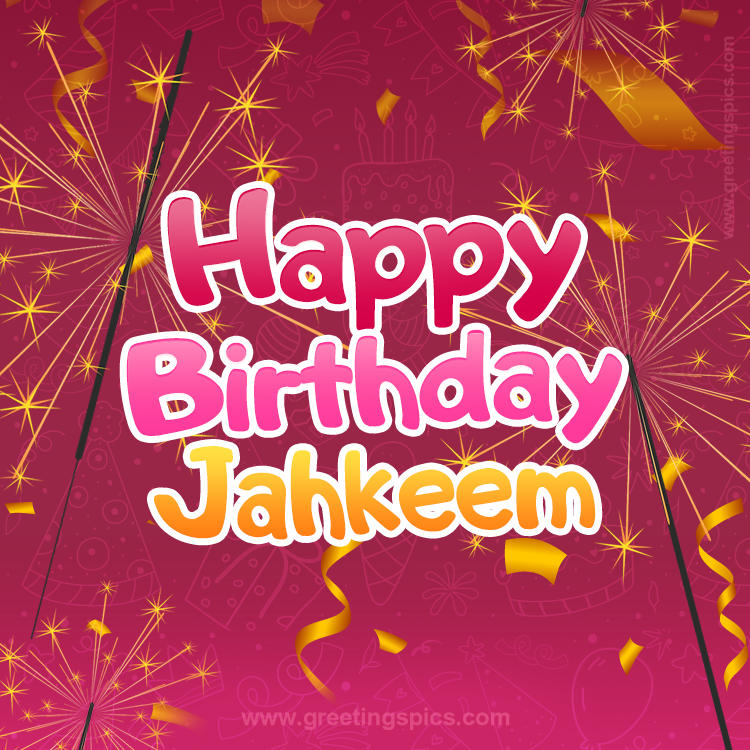 Happy Birthday Jahkeem Image with sparklers (square shape image)