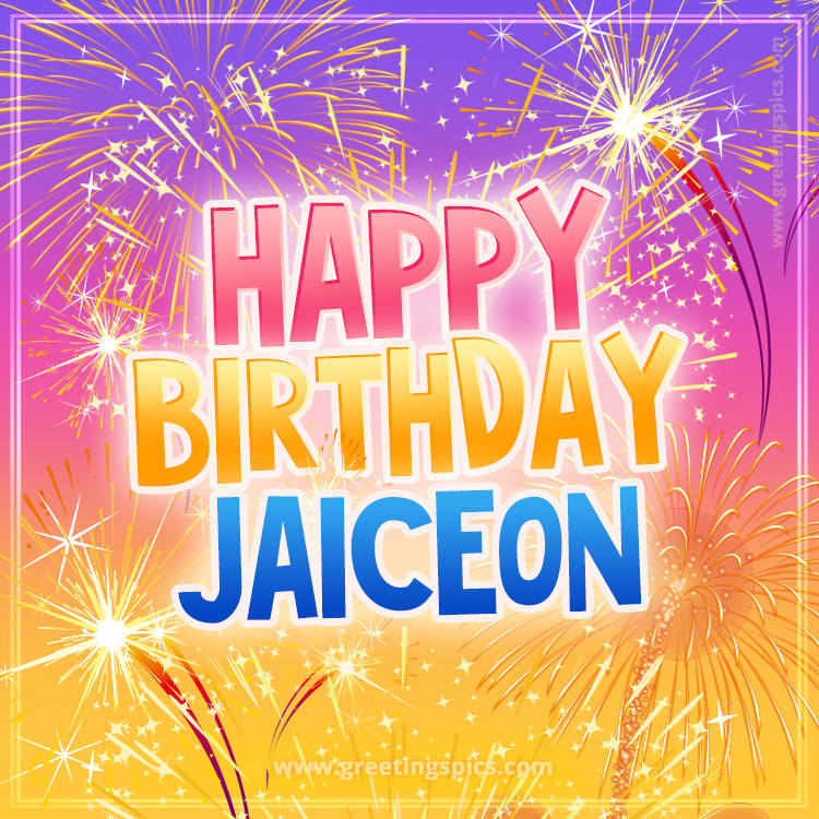 Happy Birthday Jaiceon Picture with fireworks (square shape image)